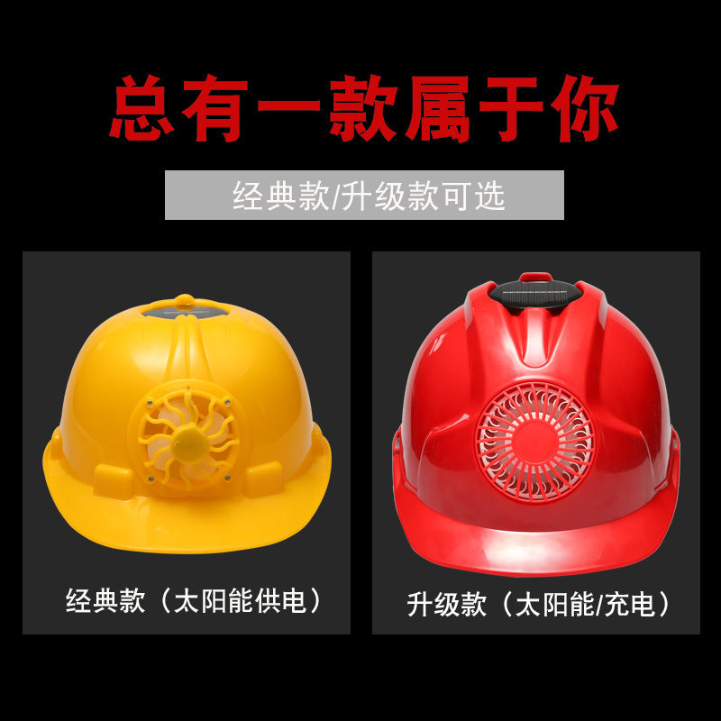Solar Fan Safety Helmet - Electric Cooling, USB Rechargeable, Hi-Vis Construction Hard Hat