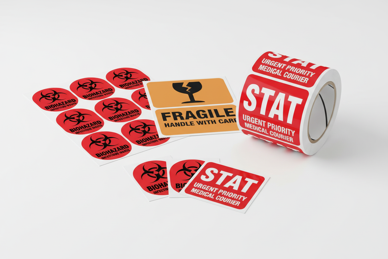 Biohazard Fragile STAT Labels
