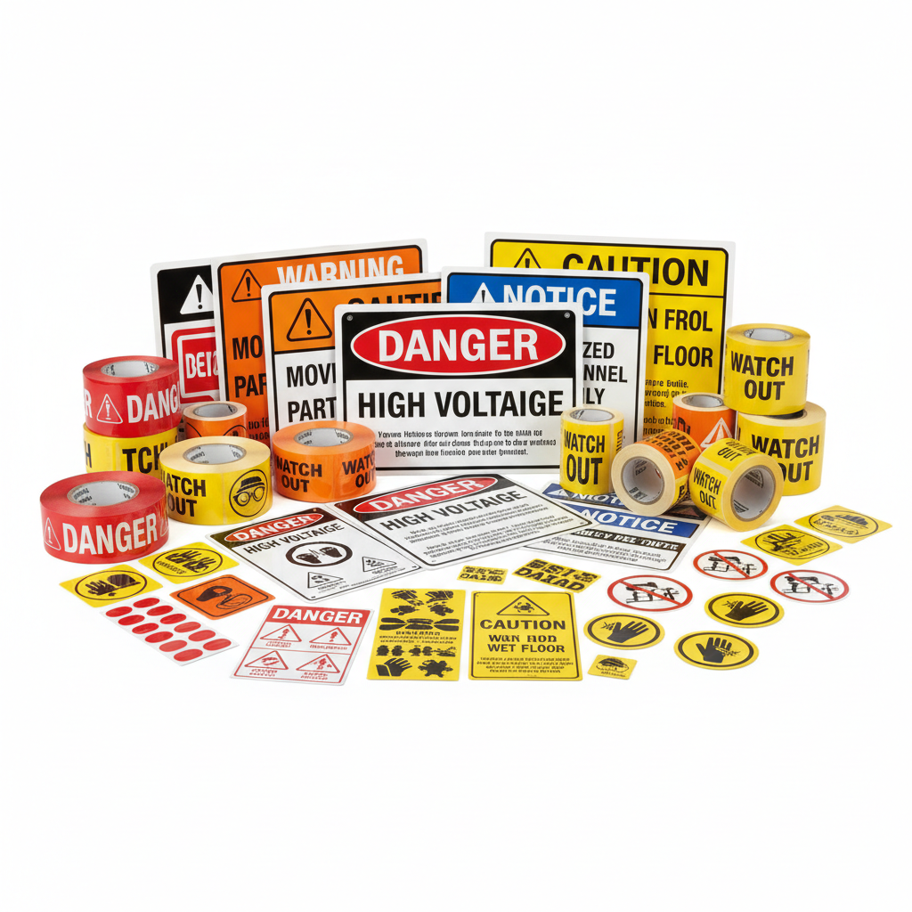 OSHA safety signs and labels kit with Danger, Warning, Caution and Notice signs