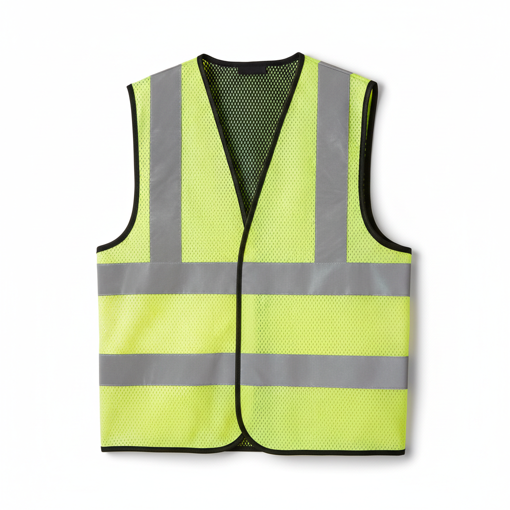 LV2 Class II high visibility safety vest lime green with silver reflective strips