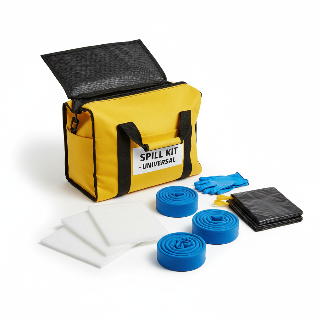 35-gallon industrial spill containment kit with absorbent pads, socks, gloves and disposal bags